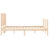 Solid Wood Small Double Bed Frame with Headboard | Hipomarket