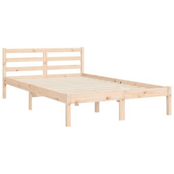 Solid Wood Small Double Bed Frame with Headboard | Hipomarket