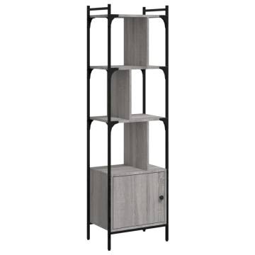 Stylish Grey Sonoma Bookcase with Door - 44.5x30x154.5 cm