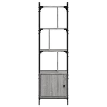 Stylish Grey Sonoma Bookcase with Door - 44.5x30x154.5 cm