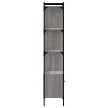 Stylish Grey Sonoma Bookcase with Door - 44.5x30x154.5 cm