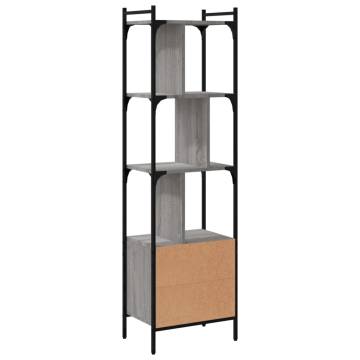 Stylish Grey Sonoma Bookcase with Door - 44.5x30x154.5 cm