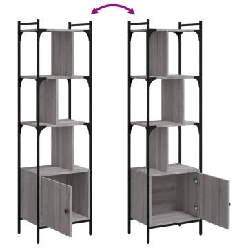 Stylish Grey Sonoma Bookcase with Door - 44.5x30x154.5 cm