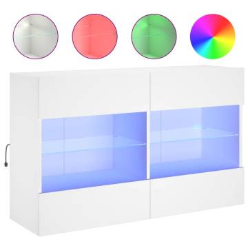 Stylish White TV Wall Cabinet with LED Lights | Hipomarket