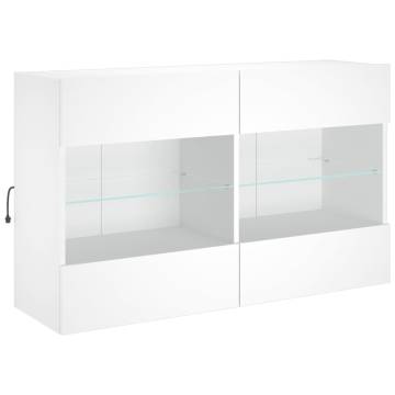 Stylish White TV Wall Cabinet with LED Lights | Hipomarket