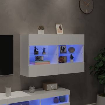 Stylish White TV Wall Cabinet with LED Lights | Hipomarket