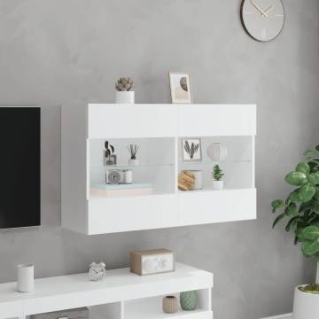 Stylish White TV Wall Cabinet with LED Lights | Hipomarket