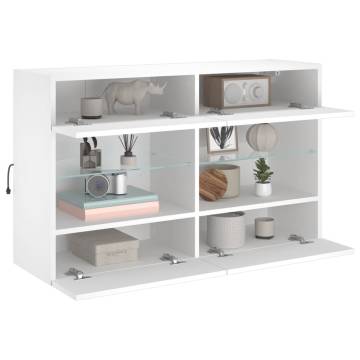 Stylish White TV Wall Cabinet with LED Lights | Hipomarket