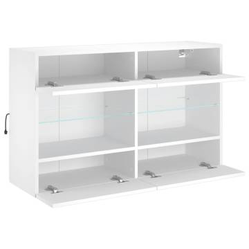 Stylish White TV Wall Cabinet with LED Lights | Hipomarket