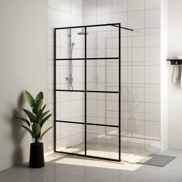 Walk-in Shower Wall | Clear ESG Glass 115x195 cm Black