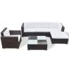 6 Piece Garden Lounge Set with Cushions - Poly Rattan Brown