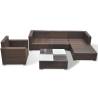 6 Piece Garden Lounge Set with Cushions - Poly Rattan Brown