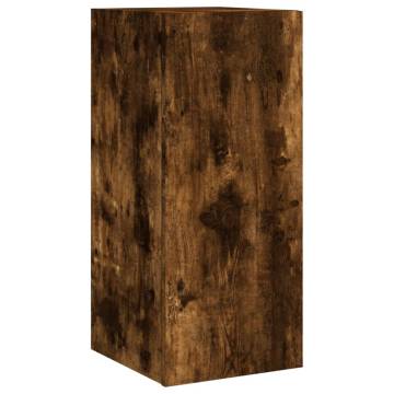 TV Wall Cabinet with LED Lights - Smoked Oak 30.5x35x70 cm