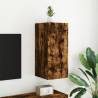 TV Wall Cabinet with LED Lights - Smoked Oak 30.5x35x70 cm