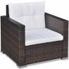 6 Piece Garden Lounge Set with Cushions - Poly Rattan Brown