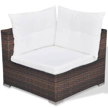 6 Piece Garden Lounge Set with Cushions - Poly Rattan Brown