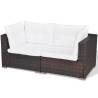 6 Piece Garden Lounge Set with Cushions - Poly Rattan Brown