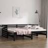 Pull-out Day Bed Black 2x(90x190) cm Solid Wood Pine - Hipo Market