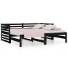 Pull-out Day Bed Black 2x(90x190) cm Solid Wood Pine - Hipo Market