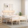 Solid Wood Double Bed Frame with Headboard | Hipomarket