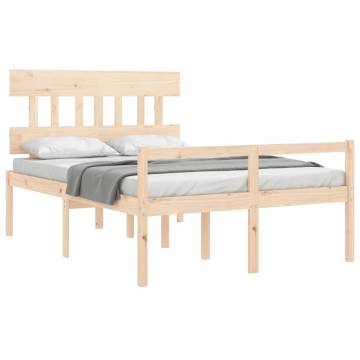 Solid Wood Double Bed Frame with Headboard | Hipomarket