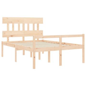 Solid Wood Double Bed Frame with Headboard | Hipomarket