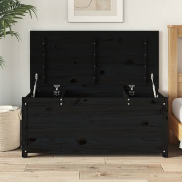 Storage Box Black 110x50x45.5 cm | Solid Pinewood Organizer