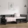 Pull-out Day Bed Black 2x(90x190) cm Solid Wood Pine - Hipo Market