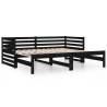 Pull-out Day Bed Black 2x(90x190) cm Solid Wood Pine - Hipo Market