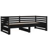 Pull-out Day Bed Black 2x(90x190) cm Solid Wood Pine - Hipo Market