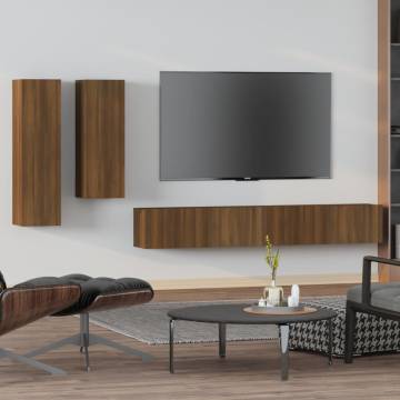 4 Piece Brown Oak TV Cabinet Set | Stylish & Practical Design