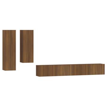 4 Piece Brown Oak TV Cabinet Set | Stylish & Practical Design