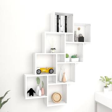 Wall Cube Shelf White 90x15x119 cm - Space-Saving Storage