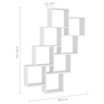 Wall Cube Shelf White 90x15x119 cm - Space-Saving Storage