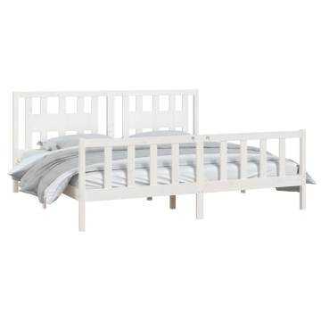 Super King Size White Bed Frame with Headboard - Solid Pine