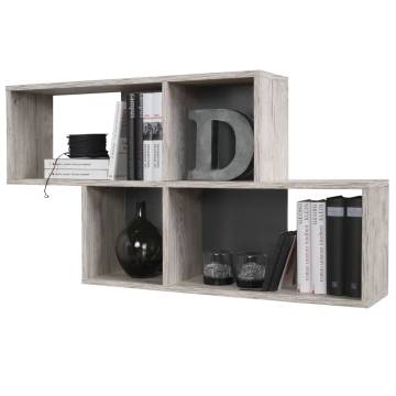 FMD Wall-mounted Shelf with 4 Compartments - Sand Oak