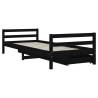 Kids Bed Frame with Drawers - Black 90x200 cm Solid Pine Wood