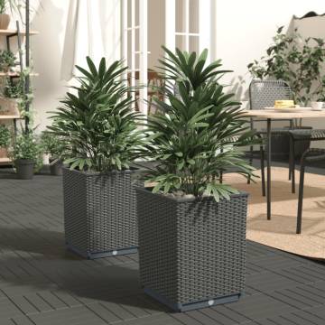 Planters 2 pcs Black 30x30x37 cm - Durable Polypropylene