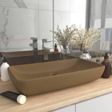 Luxury Rectangular Matt Cream Basin - 71x38 cm Ceramic