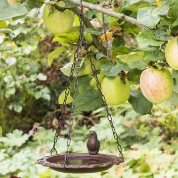 HI Hanging Bird Bath 20.5 cm Brown | Vintage Garden Decor