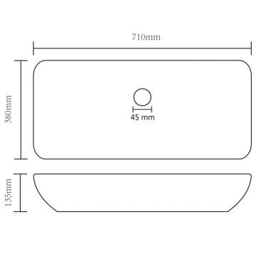 Luxury Rectangular Matt Cream Basin - 71x38 cm Ceramic