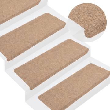 Beige Self-Adhesive Stair Mats (15 pcs) - 65x24.5 cm