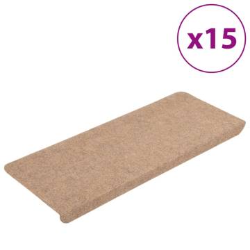 Beige Self-Adhesive Stair Mats (15 pcs) - 65x24.5 cm