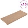 Beige Self-Adhesive Stair Mats (15 pcs) - 65x24.5 cm