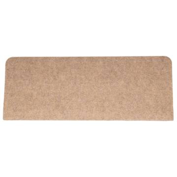 Beige Self-Adhesive Stair Mats (15 pcs) - 65x24.5 cm