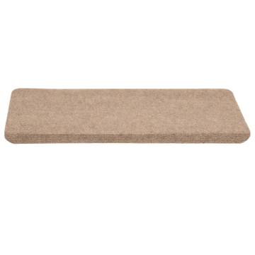 Beige Self-Adhesive Stair Mats (15 pcs) - 65x24.5 cm