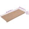 Beige Self-Adhesive Stair Mats (15 pcs) - 65x24.5 cm