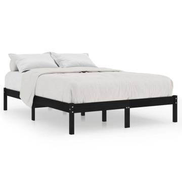 Black Solid Wood Bed Frame 150x200 cm King Size - Hipomarket