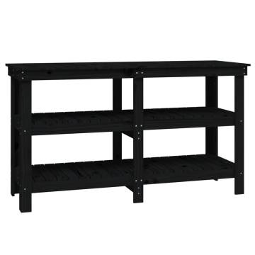 Solid Wood Pine Work Bench - Black 142.5x50x80 cm | HipoMarket