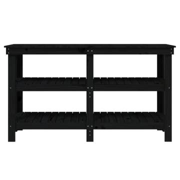 Solid Wood Pine Work Bench - Black 142.5x50x80 cm | HipoMarket